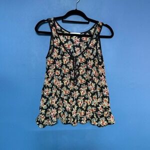 Sandro‎ Peplum Blouse Women's Size Small Floral Ruffle Tank Corset Hippie Fairy